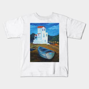 Oil Painting - Harbor of Santa Flavia, Sicily 2011 Kids T-Shirt